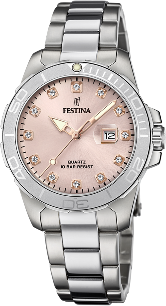 Наручные часы женские Festina F20503/2 Boyfriend со стальным корпусом WR 100 м и розовым циферблатом