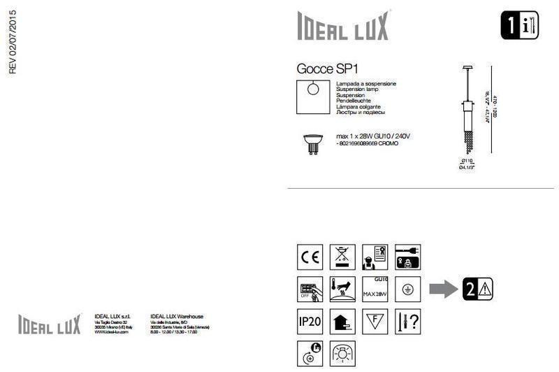 Светильник подвесной Ideal Lux Gocce Sp1 (089669) - фото 3