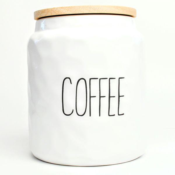 Банка для кофе Bonadi Bianco керамическая с бамбуковой крышкой 1,5 л White (979-344)