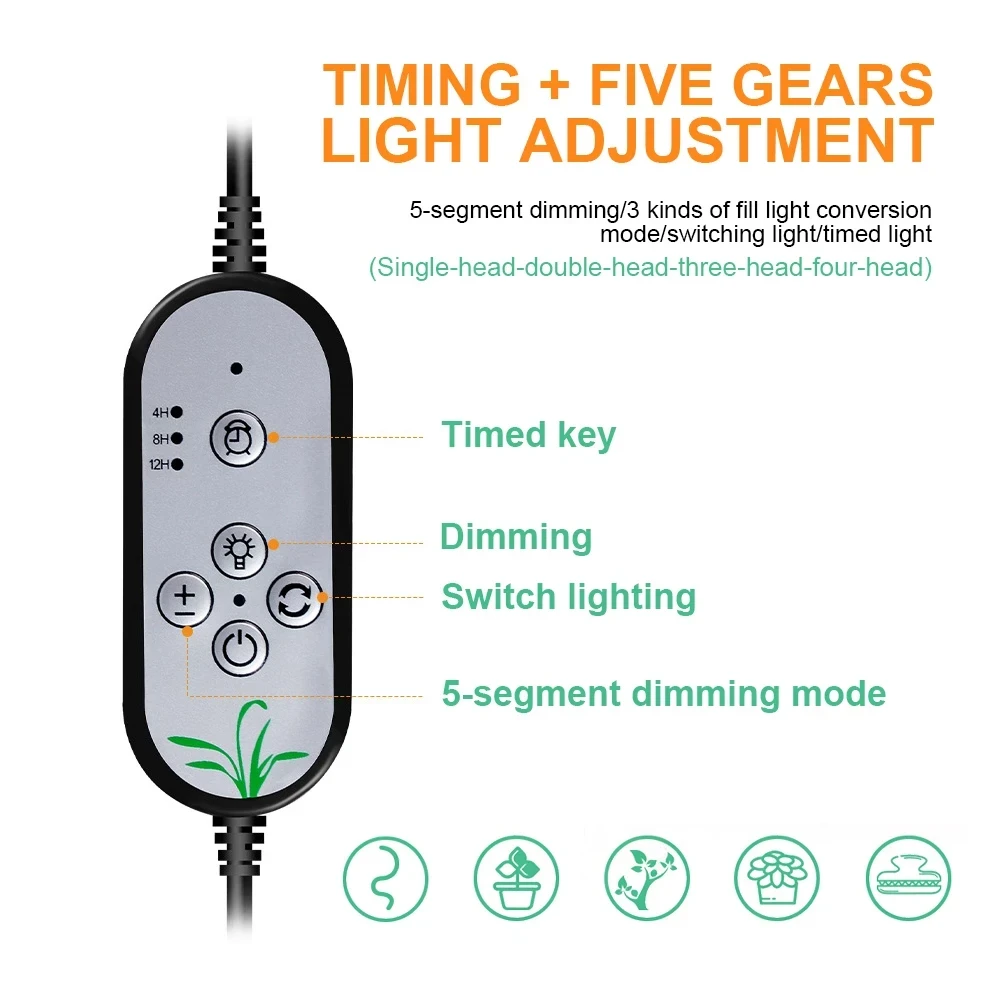 Фитолампа полного спектра для домашних растений с таймером - фото 5 Фитолампа полного спектра для домашних растений с таймером - фото 5