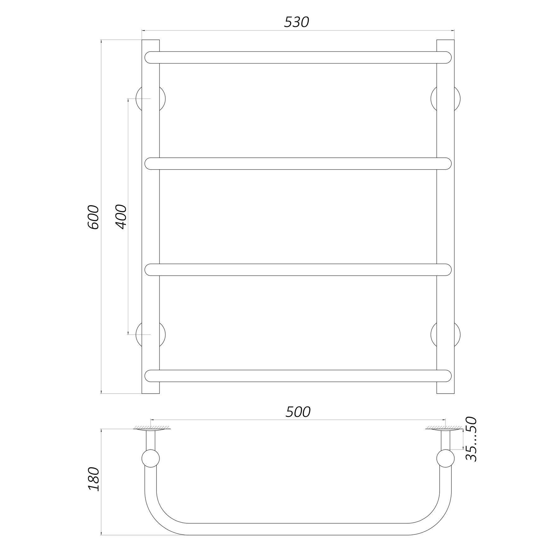 Полотенцесушитель UNIO LS W 600-500-4 Лестница Скоба (20879) - фото 4 Полотенцесушитель UNIO LS W 600-500-4 Лестница Скоба (20879) - фото 4