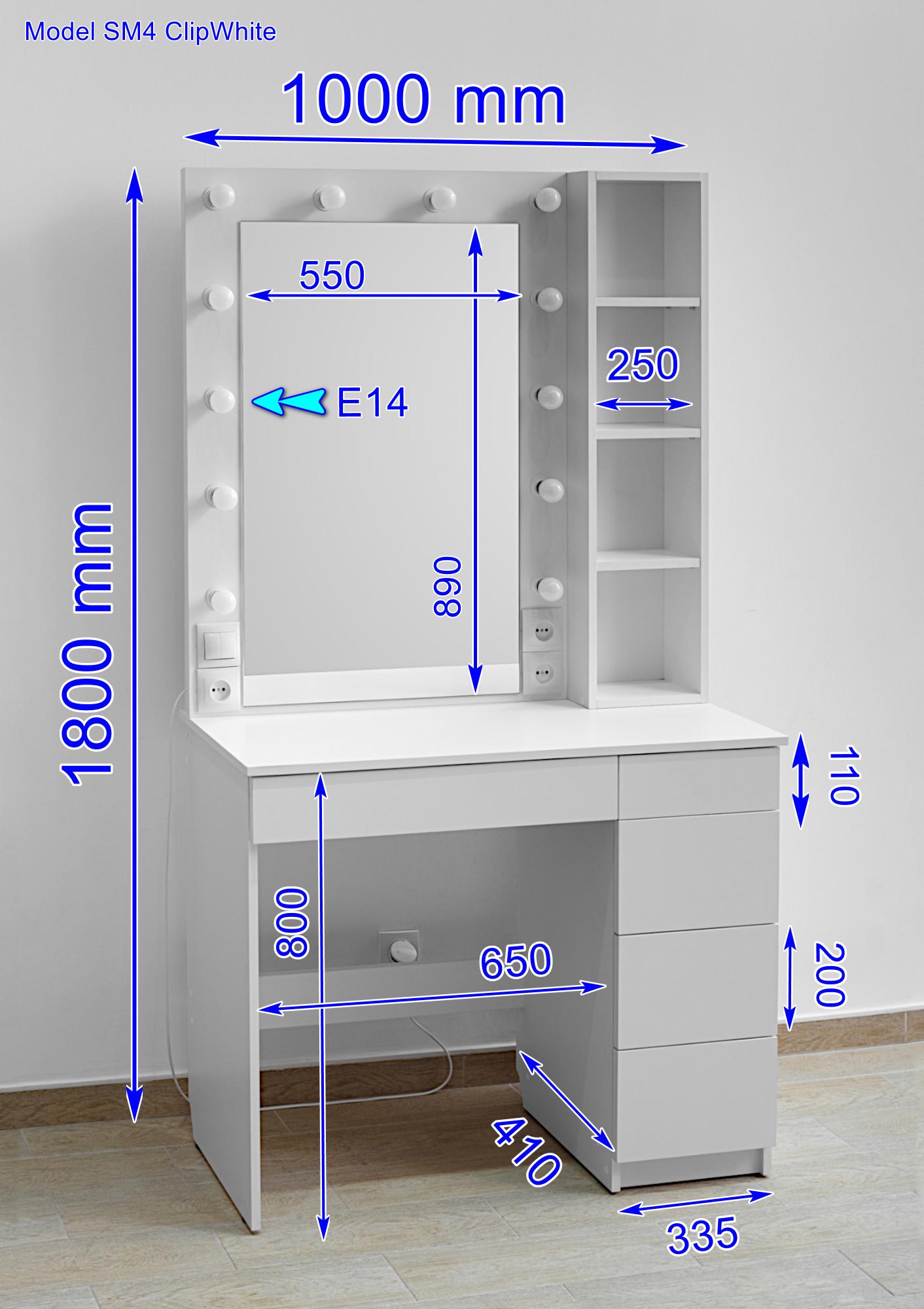 Столик туалетний Zerka СМ4 100х180х41 см Білий (СМ4 WA) - фото 13