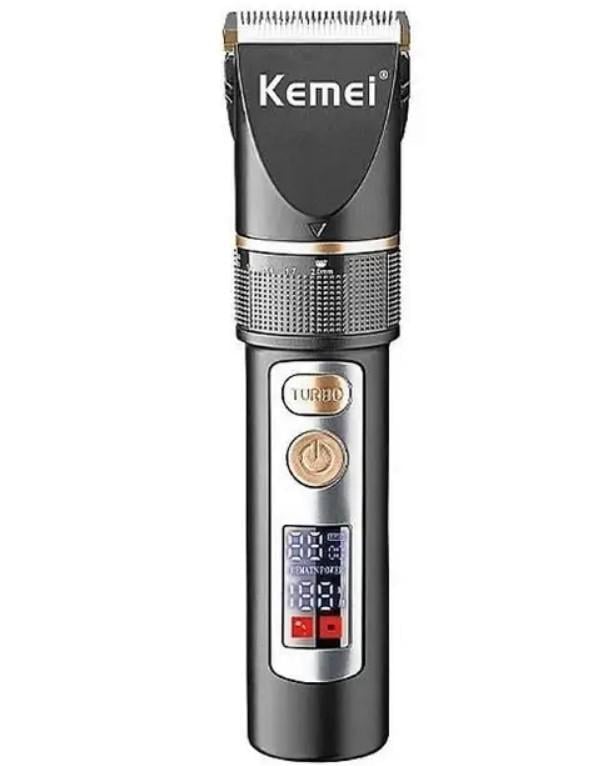 Триммер для стрижки мужской Kemei LFJ-KM-5073 беспроводной с ЖК-дисплеем и 3 сменными насадками (2390000002)