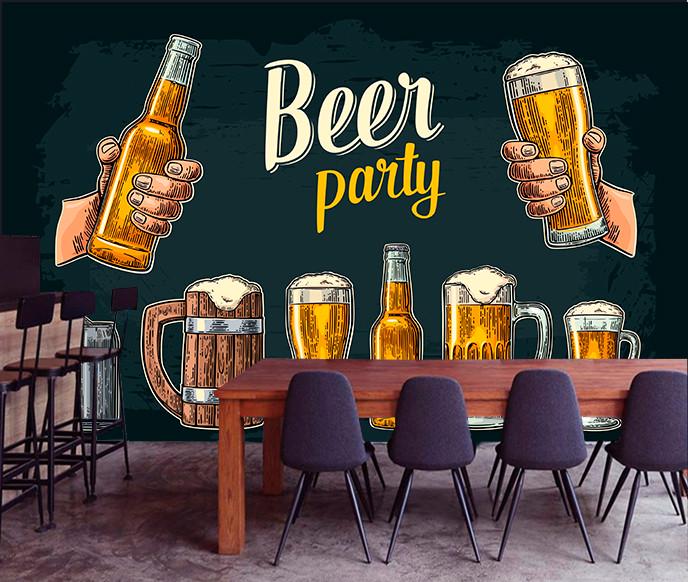 Фотообои флизелиновые на стену для кухни/кафе Beer party