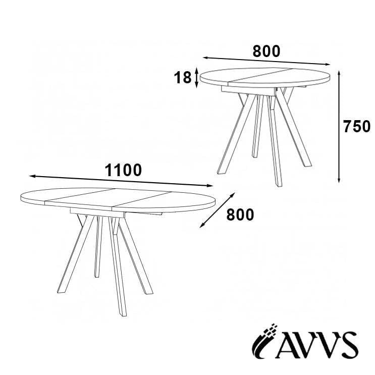 Стол кухонный раскладной RoMax Lite Slide Loft 80x80 см Дуб Шервуд/Белый - фото 5