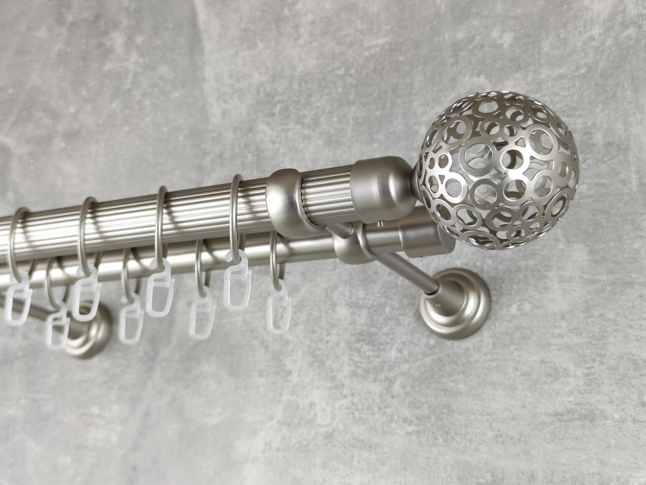 Карниз MStyle металлический для штор двухрядный Савона 25/19 мм рифленый 240 см Сатин (5021006)