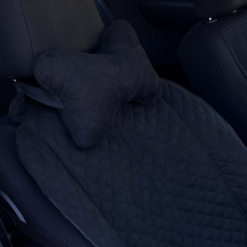 Автомобильная подушка на подголовник из эко-замши 1 шт. Черный (747) - фото 2