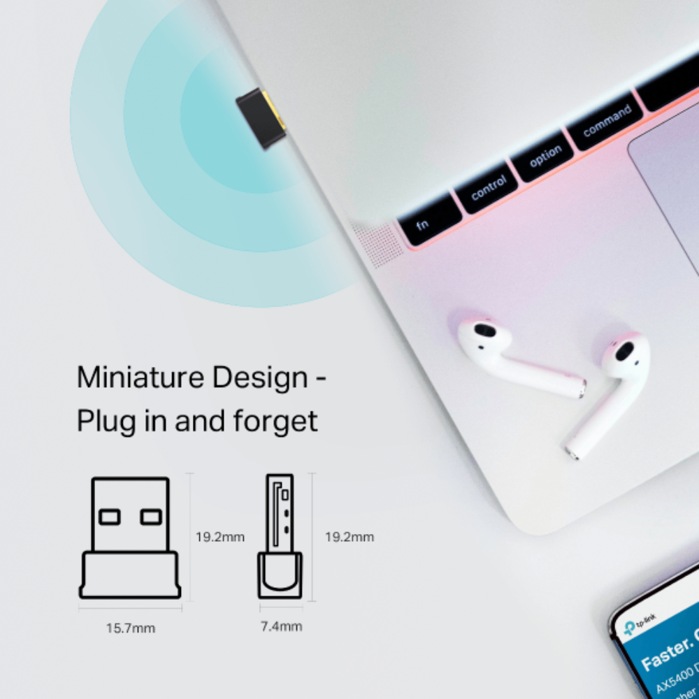 Адаптер Wi-Fi беспроводной TP-Link Archer T2UB Nano USB 433 Мбит/с (576952) - фото 3