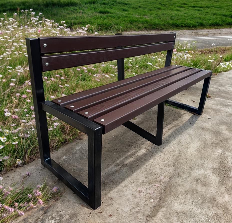 Скамейка садовая ТОБІ ШО Лофт Бенч со спинкой без подлокотников 3 м Орех (25589111) - фото 1