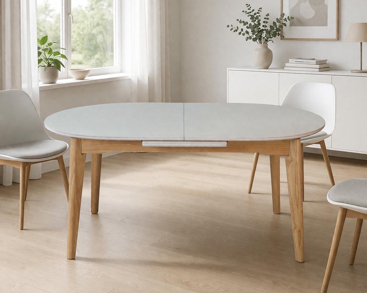Обідній стіл розкладний ALBERTO CERAMIC Intarsio 200х90 см Бежевий матовий/Дерево - фото 5