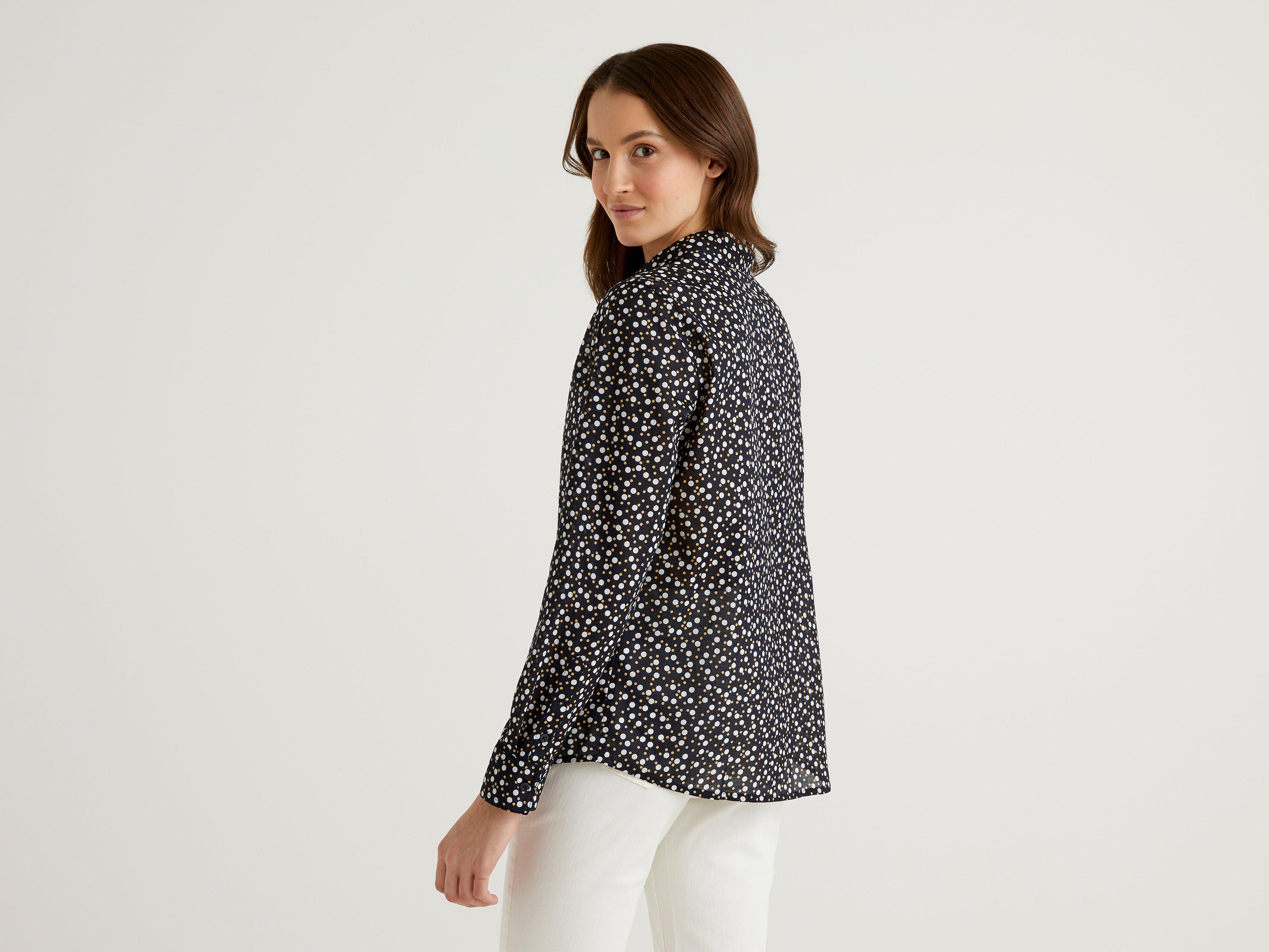 Рубашка женская Benetton 5oa95q8u4 XL Черный - фото 2