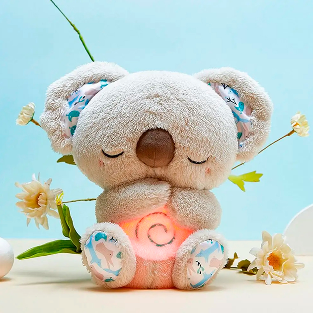 Мягкая игрушка интерактивная Коала дышащая со световыми и звуковыми эффектами 25 см Светло-серый (2117-59) - фото 3