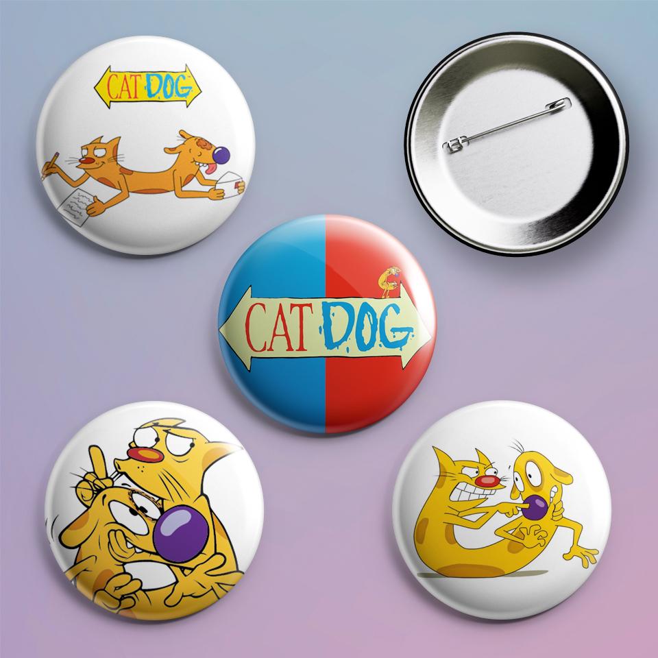 Значки на рюкзак с принтом CatDog 4 шт.