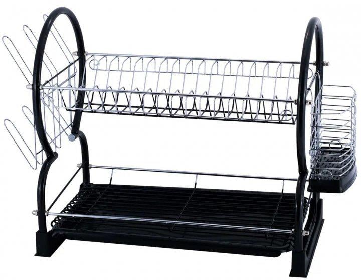 Сушилка для посуды Kamille стальная двухярусная Черный (11-12-60066)