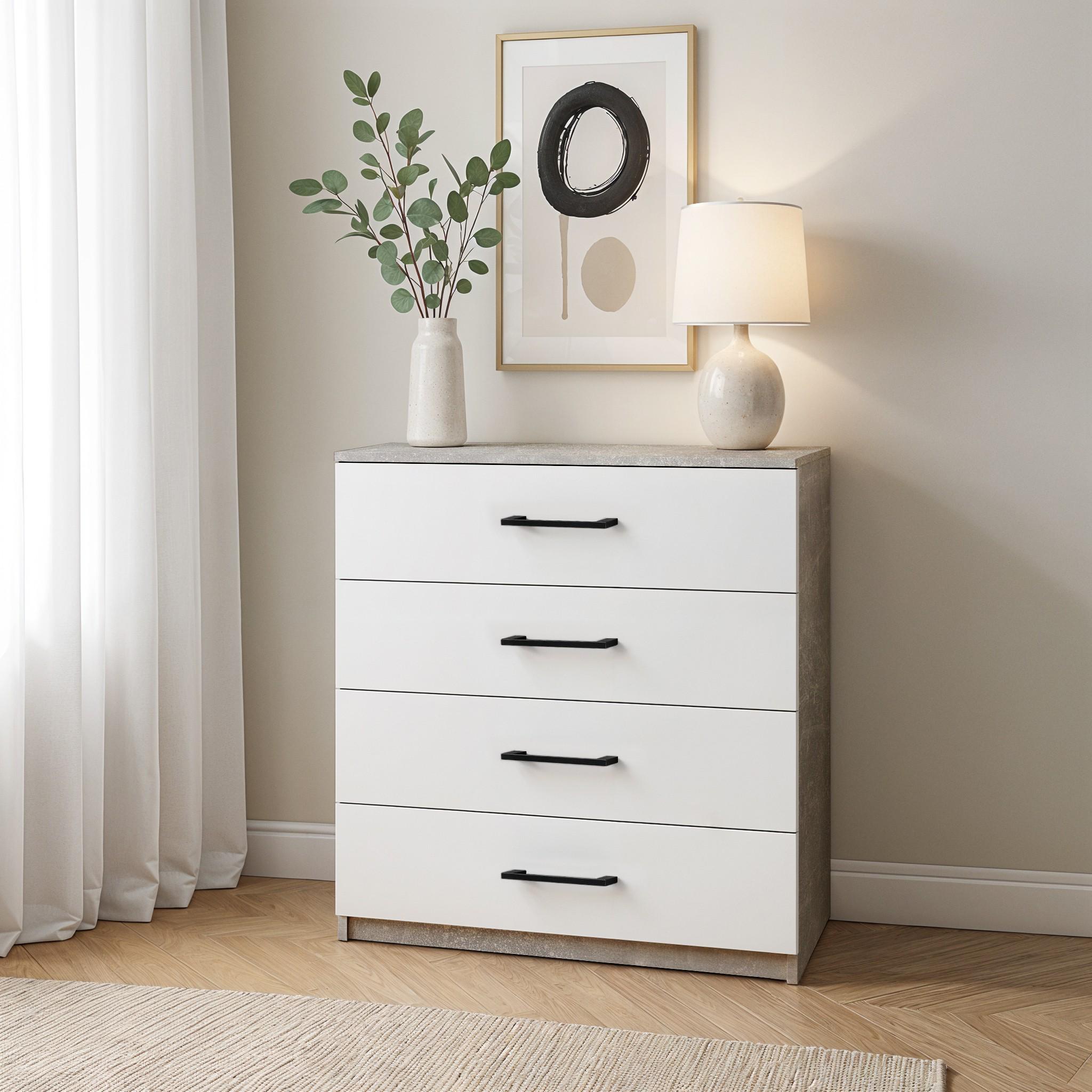 Комод на 4 шухляди Standart 700х415х800 мм Бетон/Білий