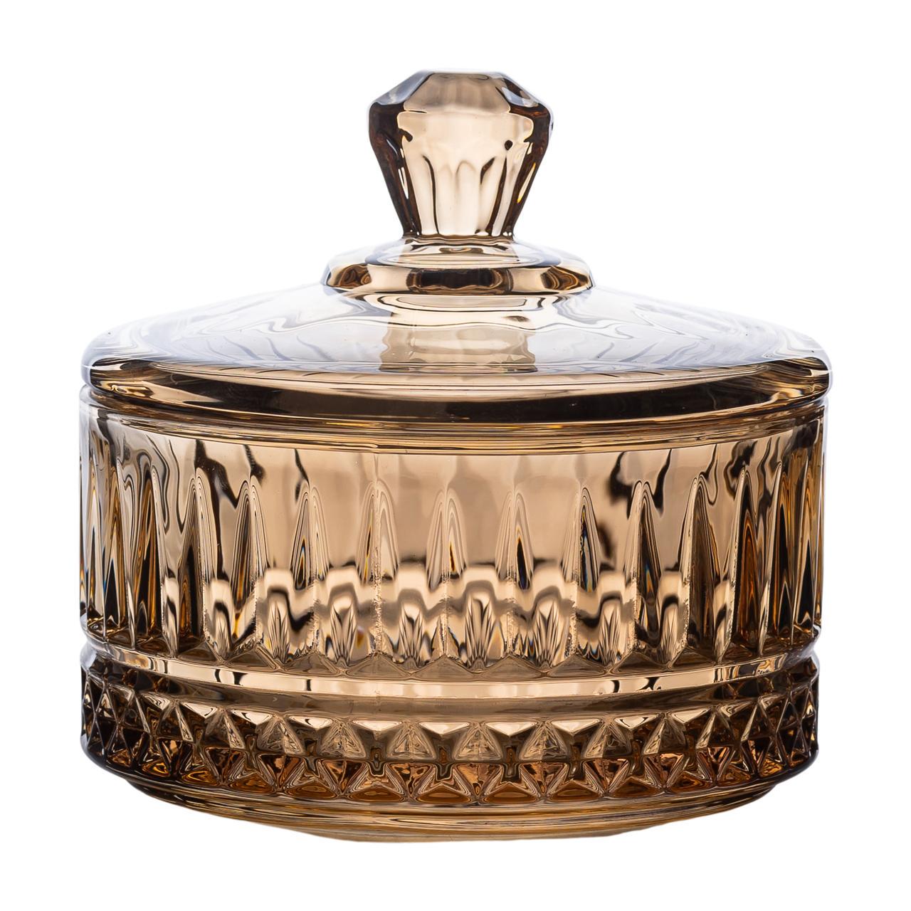 Конфетница с крышкой стеклянная 10 см (6021)