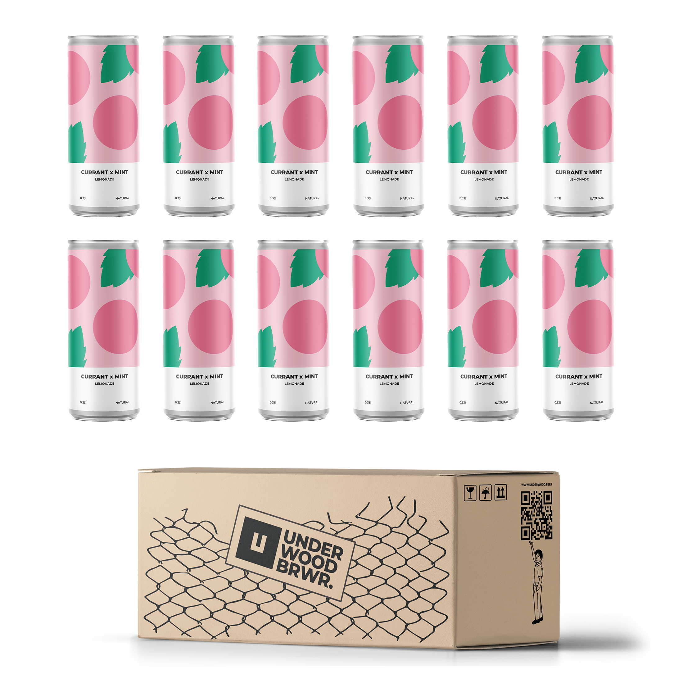 Лимонад безалкогольний газований Underwood Brewery Currant x Mint натуральний 0,33 л 12 шт. (937704)