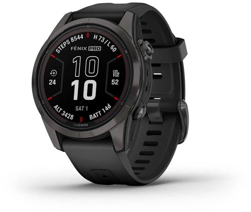 Смарт-часы Garmin Fenix 7S Pro Sapphire Solar Carbon Grey Dlc Titanium with Black Band (010-02776-11)   - фото 1