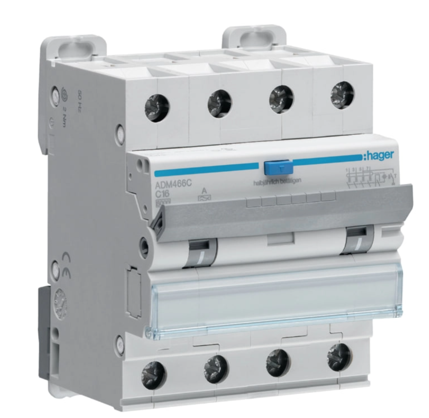 Дифференциальный автомат Hager ADM466C 4P 6кА C-16 30mA 6кА (36673935)