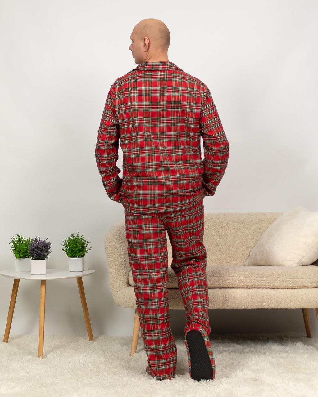 Пижама мужская домашняя фланелевая рубашка со штанами клетка XL Красный с зеленым - фото 4 Пижама мужская домашняя фланелевая рубашка со штанами клетка XL Красный с зеленым - фото 4