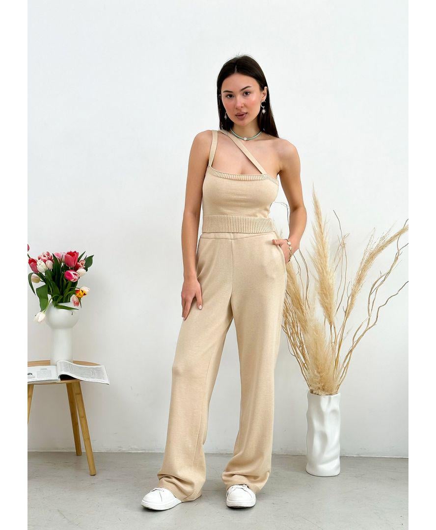 Топ вязаный женский с косыми лямками Joy S Бежевый (29079) Топ вязаный женский с косыми лямками Joy S Бежевый (29079)