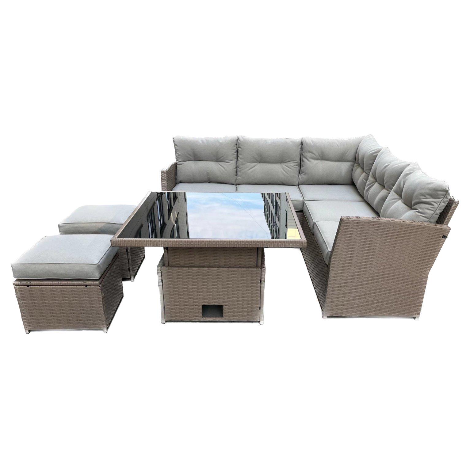 Комплект садовой мебели GardenLine ABI8205 Marinne II стол/диван/2 пуфа Коричневый (15833526)