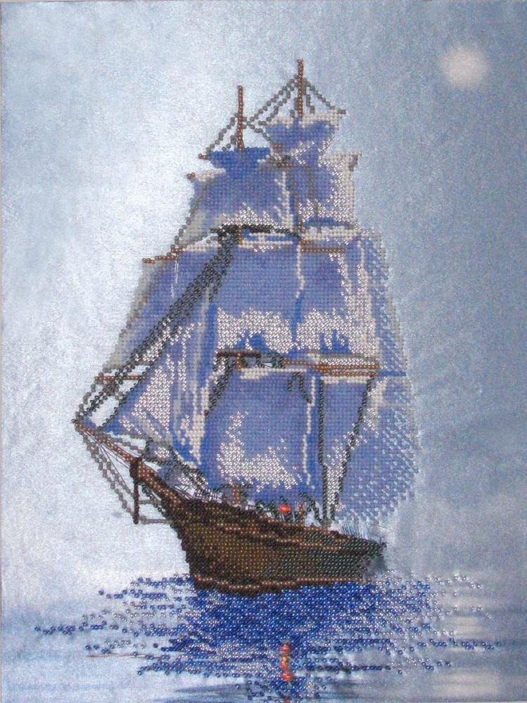 Вышивка бисером Фрегат частичная выкладка 27x36 см (1491884615)