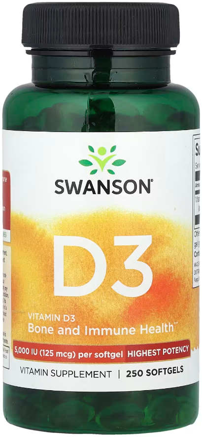 Витамин Д3 Swanson Vitamin D3 Highest Potency 5000 МЕ 250 софтгель