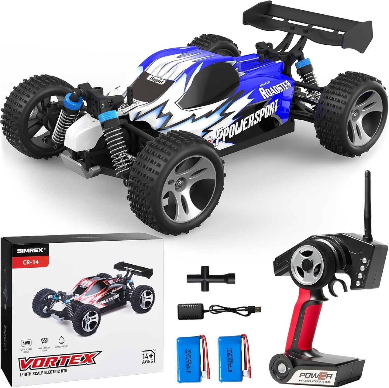 Автомобиль на радиоуправлении вездеходной местности SIMREX 1:18 45 км/ч полный привод с пультом управления (2914428922)