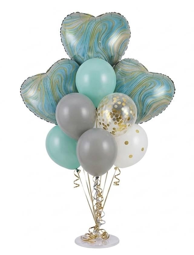 Набор воздушных шаров фольгированных Сердце 6 шт. Бирюзовый (3005771888)