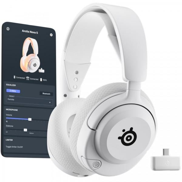 Наушники игровые SteelSeries Arctis Nova 5 Wireless Bluetooth White (61671) - фото 7