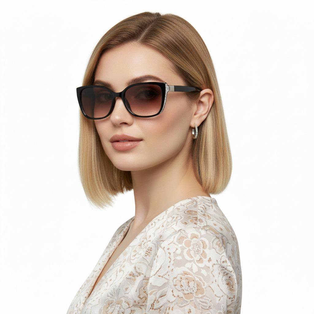 Очки женские для зрения с тонированными линзами С1+2.0 Черный (8002)