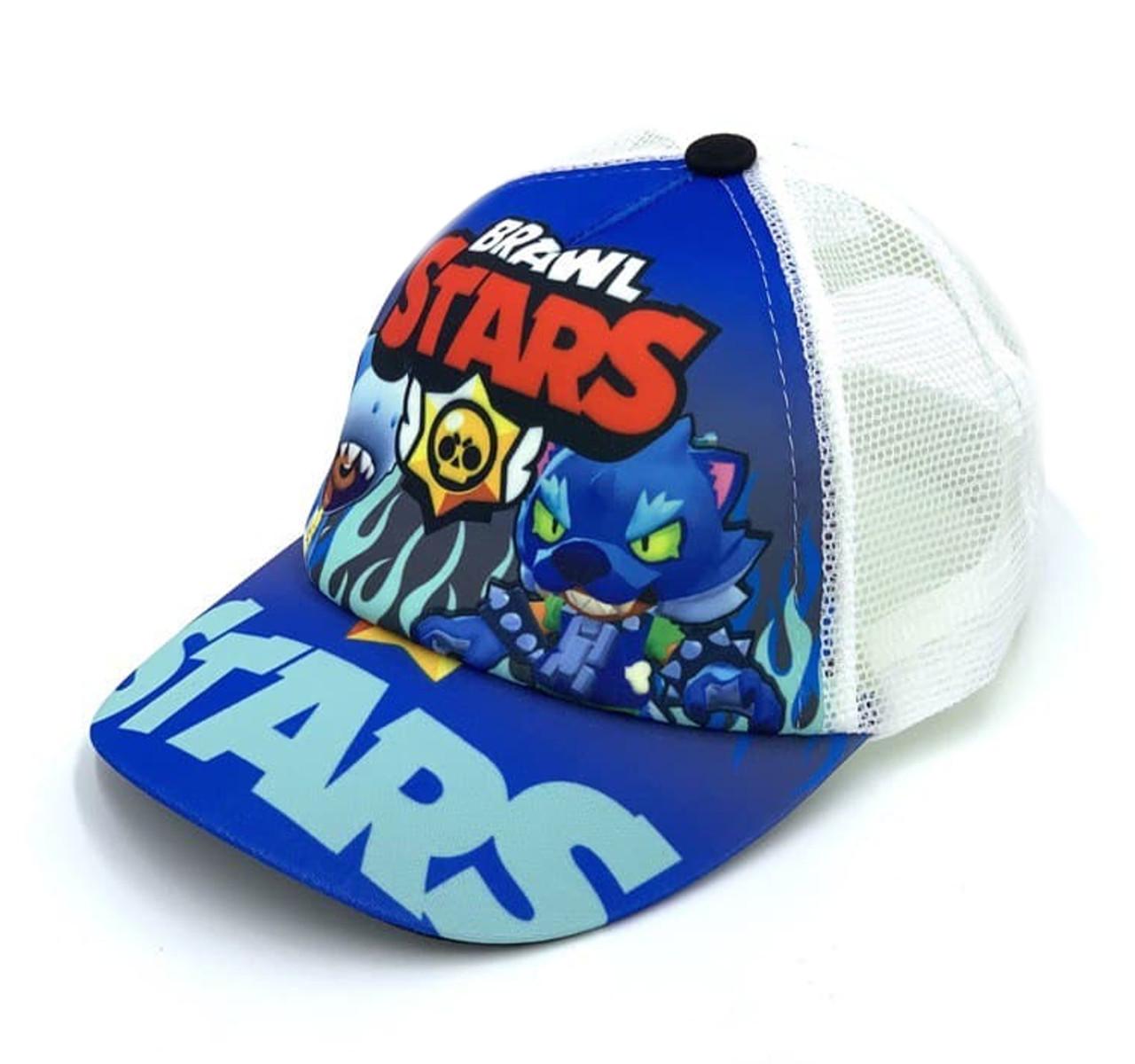 Детская летняя кепка Бравл Старс с сеточкой на липучке 48-56 Белый