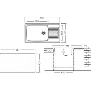 Мийка кухонна UKINOX WIND L 915.500 GT 8K R декор + кошик - фото 2