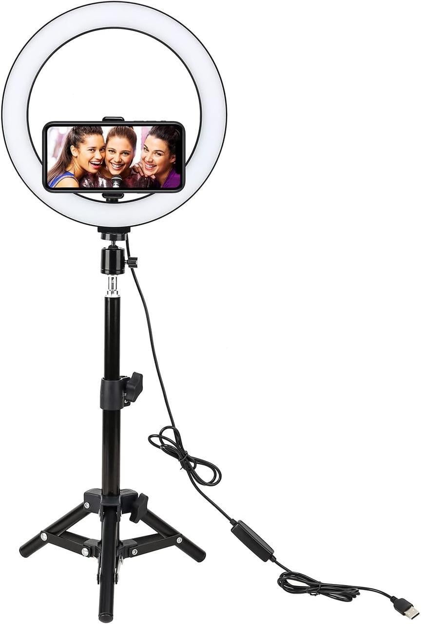 Свет кольцевой 10" LED для фото/видео со штативом 3 режима света регулировка яркости 45 см