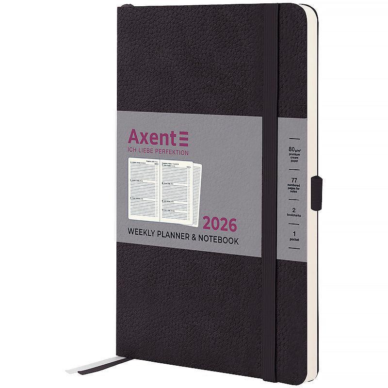 Еженедельник датирован 2026 Axent Partner Soft Skin 125х195 мм 192 стр. Черный (8509-26-01-A)