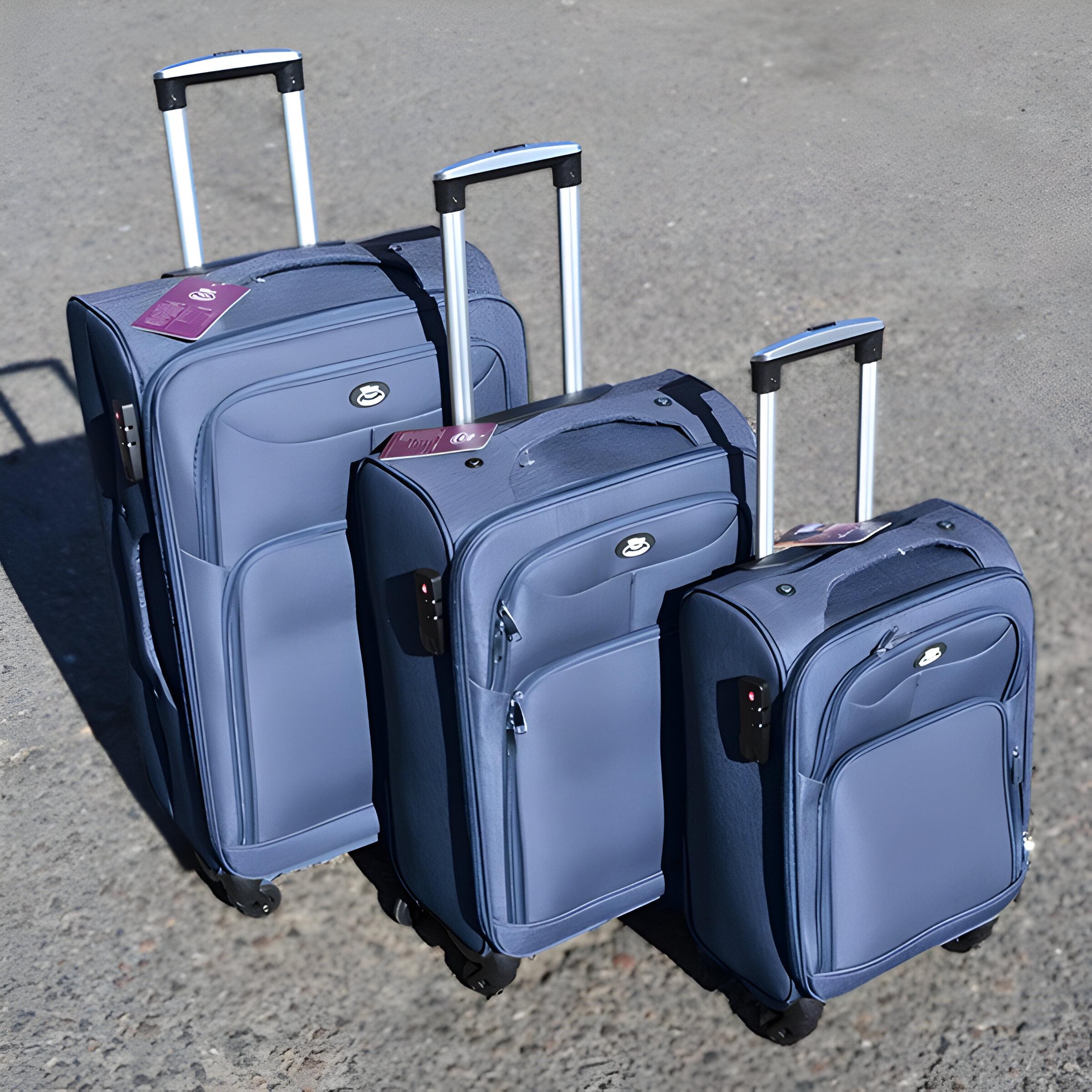 Набір валіз тканинних 3в1 Wings кодовим замком та телескопічною ручкою Синій (7109) - фото 4 Набір валіз тканинних 3в1 Wings кодовим замком та телескопічною ручкою Синій (7109) - фото 4