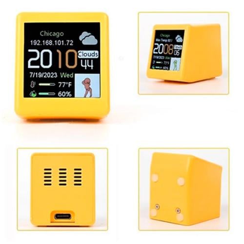 Метеостанция портативная с Wi-Fi Smart weather clock ЖК 1,54" Yellow (957077) - фото 3