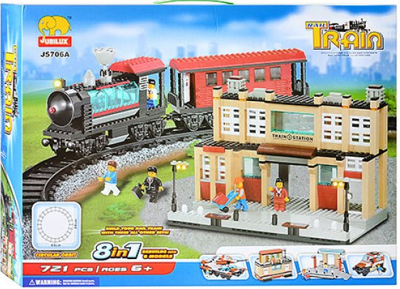 Конструктор для детей Jubilux Железнодорожная станция 721 деталей Разноцветный (147-132-BOC036100)