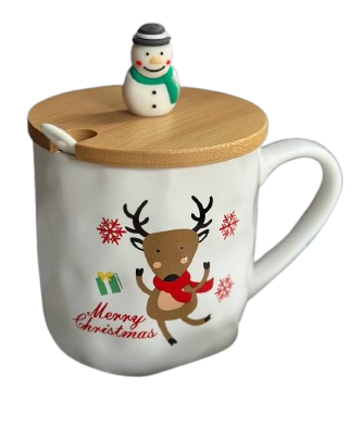 Чашка новорічна Olens 102-1086-2 Новорічна братва з бамбуковою кришкою та ложкою 380 мл (2785774349)