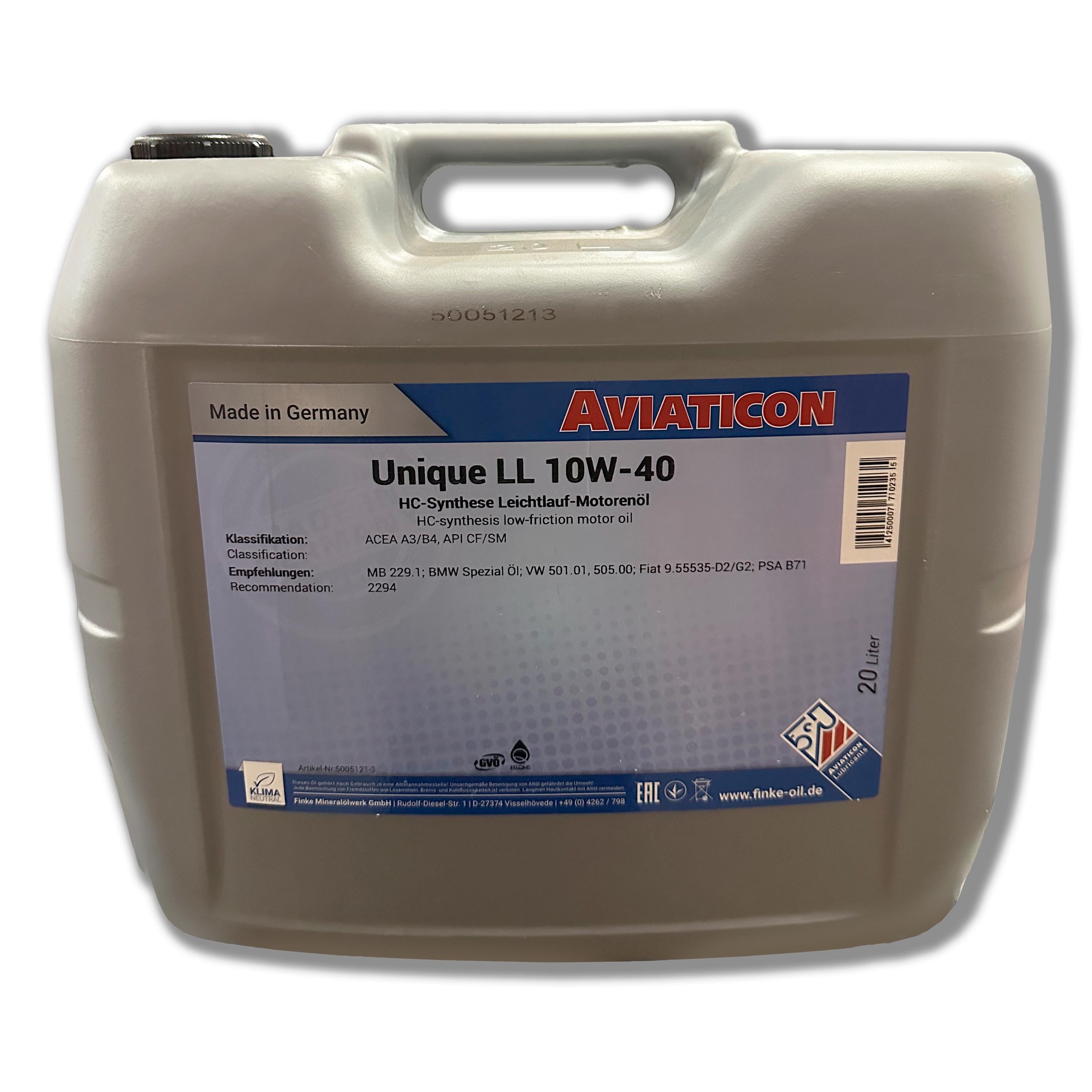 Масло моторное Finke Aviaticon Unique LL 10W-40 полусинтетическое 20 л