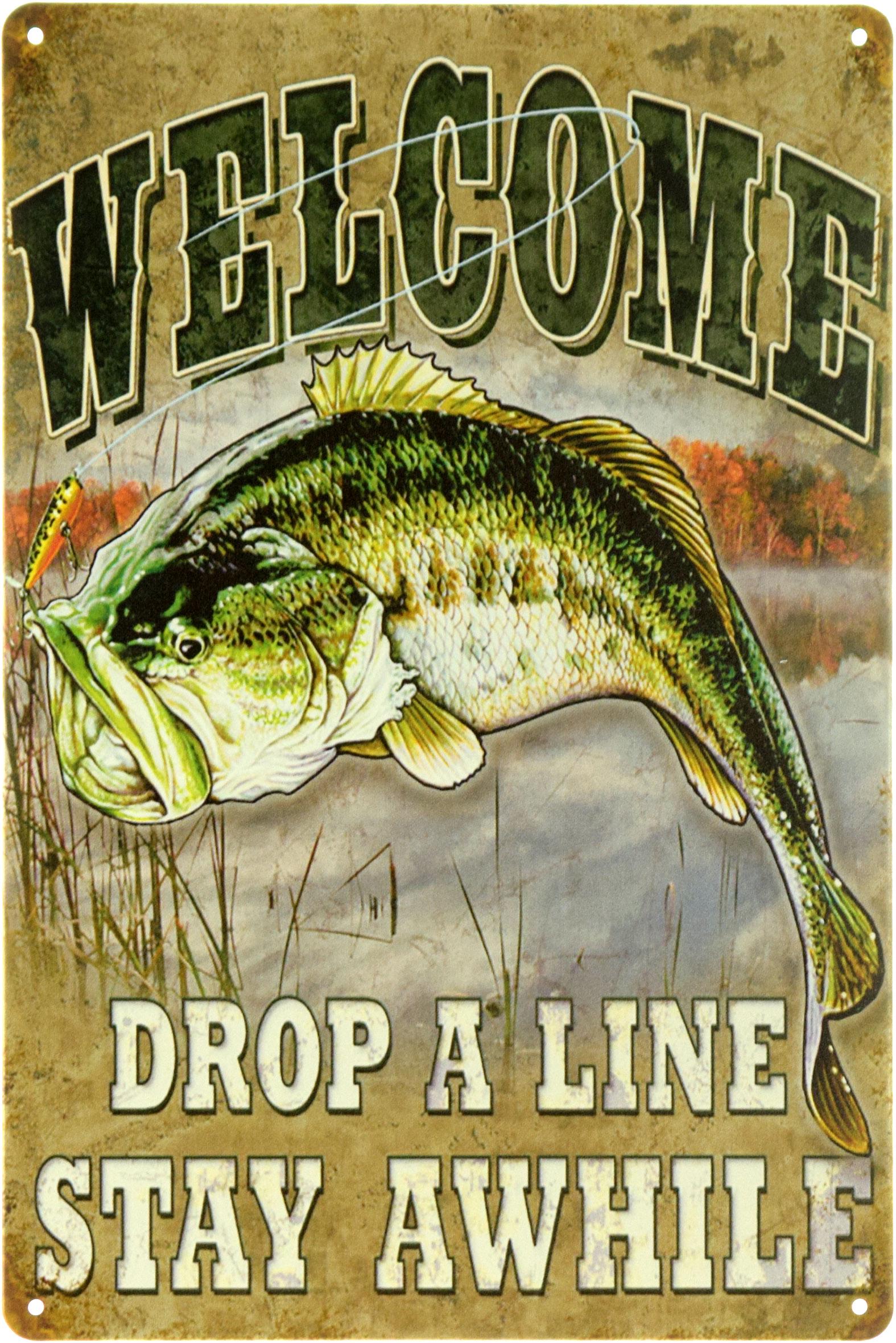 Табличка металлическая "Welcome Drop A Line Stay Awhile" 20x30 см (ms-104052)