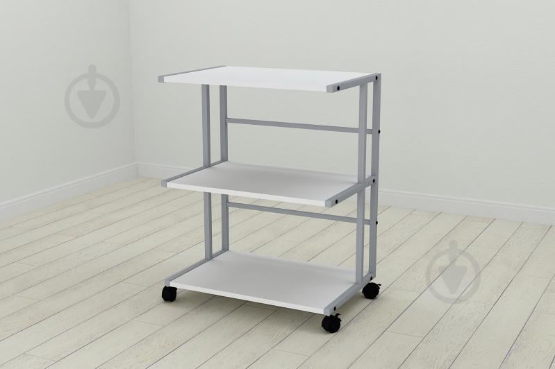 Этажерка на колесиках Ferrum-decor Камило 75x40x60 металл Серый ДСП Белое 16мм (KAM0015)