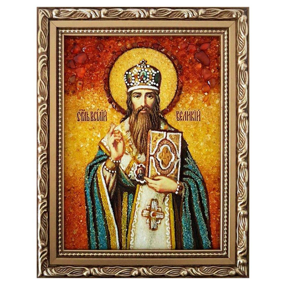 Икона Святитель Василий Великий янтарная 30х40 см (М0015-30х40)