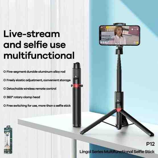 Селфі-монопод Remax Live Stream Inspiration Multifunction Selfie Stick P12 Bluetooth (d9680272) - фото 2