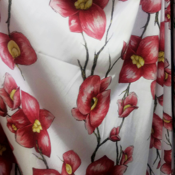 Ткань шелк-сатин IDEIA Armani V-9/1 1,5 м Кораловый цветок/Белый (2200004099040)