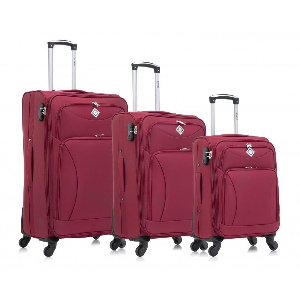 Набір валіз Bonro Tourist на 4 колесах 3 шт. Вишневий (10130302)