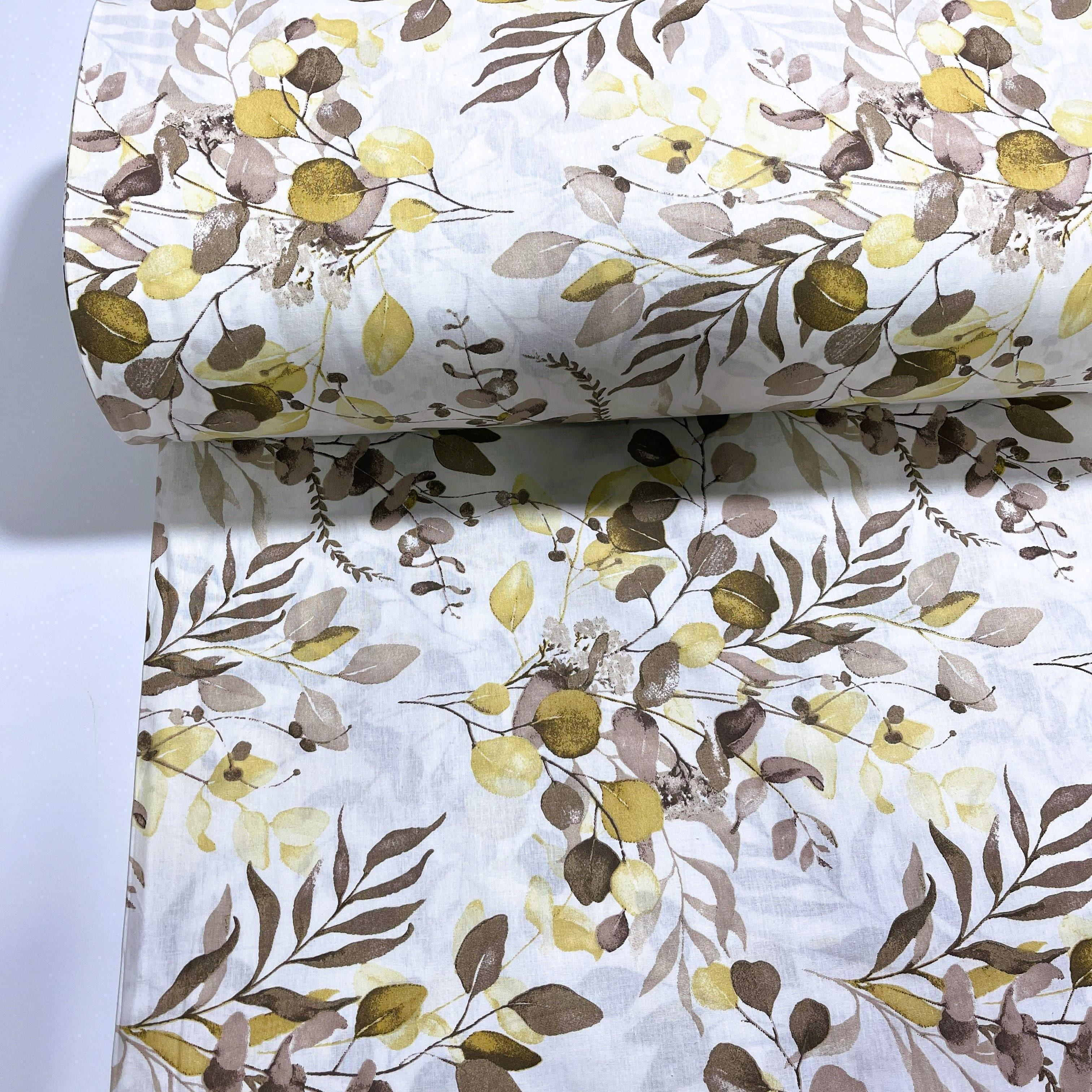 Ткань для постельного белья листья ранфорс 240 см Белый (М12114/6 01714)