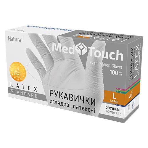 Перчатки MedTouch латексные с пудрой 100 шт. L Белый - фото 1 Перчатки MedTouch латексные с пудрой 100 шт. L Белый - фото 1