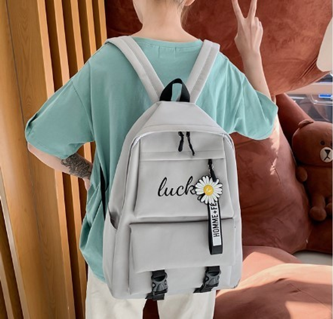 Школьный рюкзак LUCKY 4в1 рюкзак/шоппер/пенал/сумочка Серый - фото 3